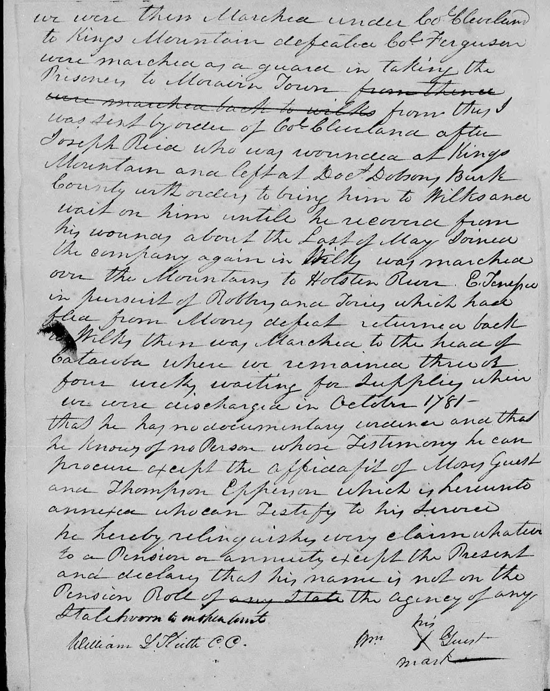 Application for a Veteran's Pension from William Guest, 11 March 1833, page 2