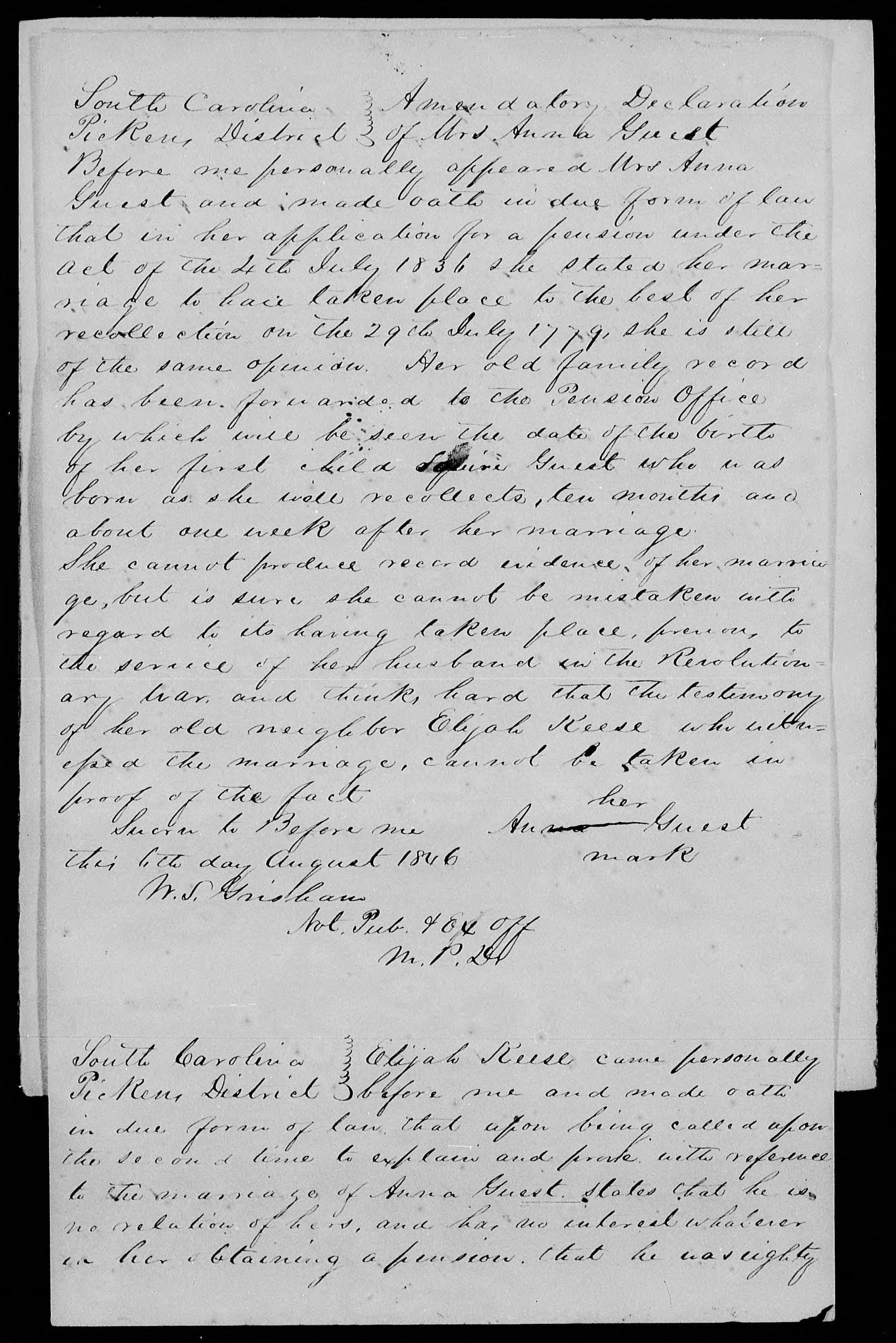 Application for a Veteran's Pension from William Guest, 10 March 1834, page 1