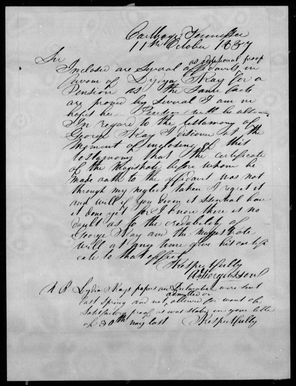 Letter from Adam Ferguson to James L. Edwards, 11 October 1837, page 1