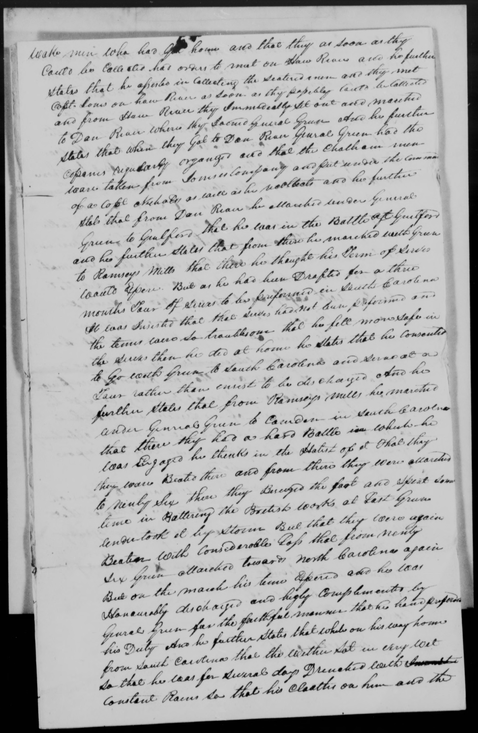 Application for a Veteran's Pension from Nathan Yarborough, 5 August 1833, page 3