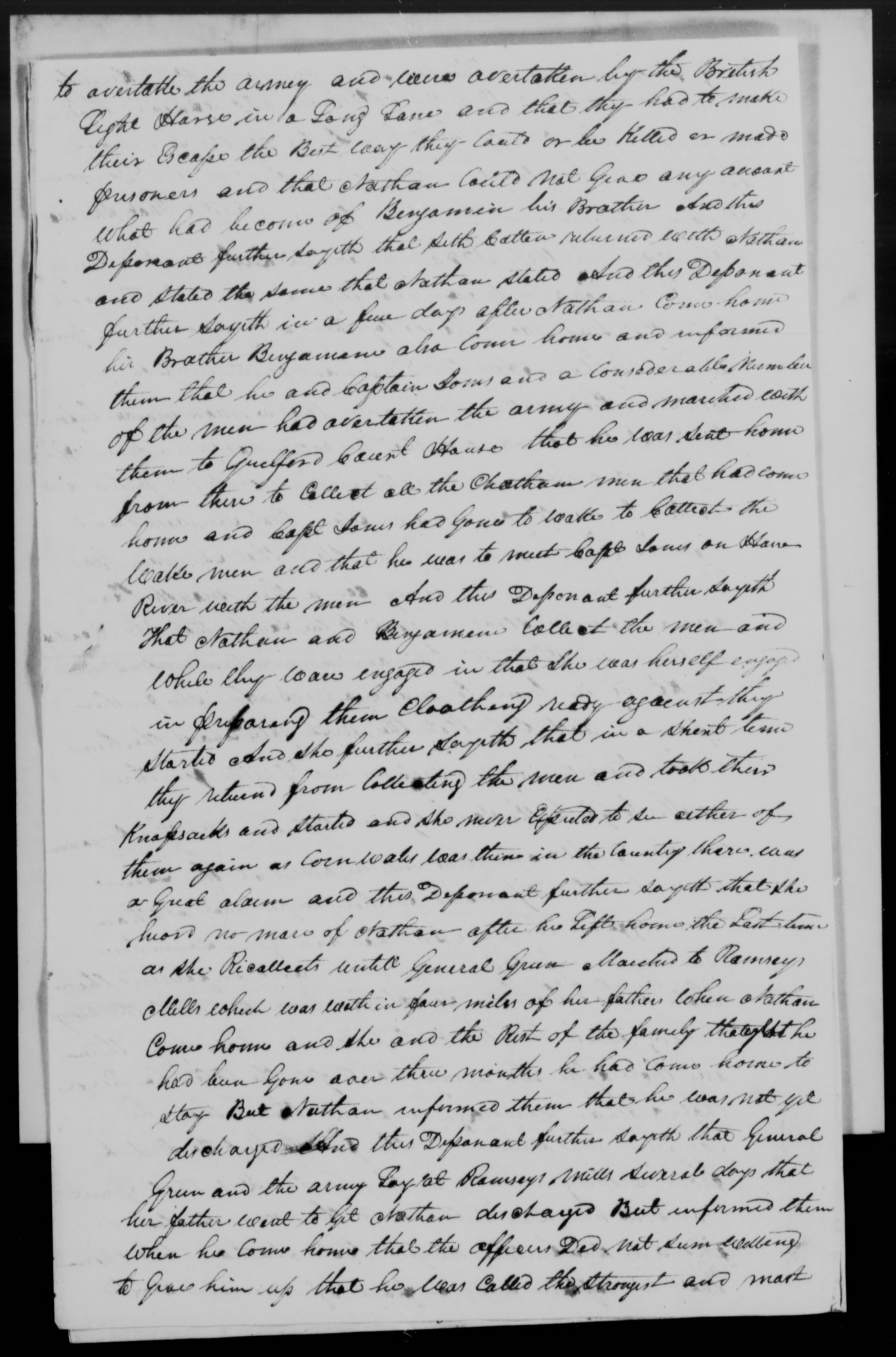 Affidavit of Milly Yarborough in support of a Pension Claim for Nathan Yarborough, 5 August 1833, page 2