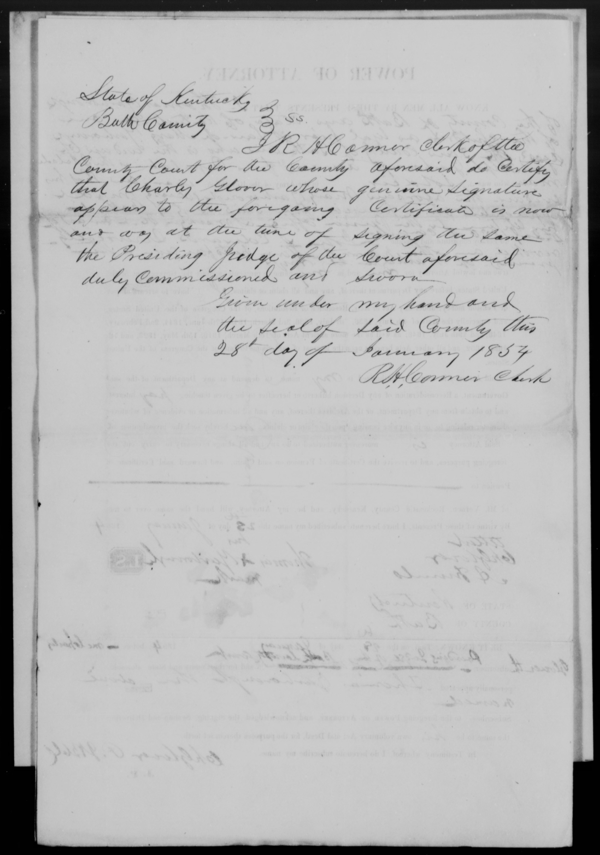 Appointment of John S. Edwards as Thomas Yarborough's Power of Attorney, 28 January 1854, page 2
