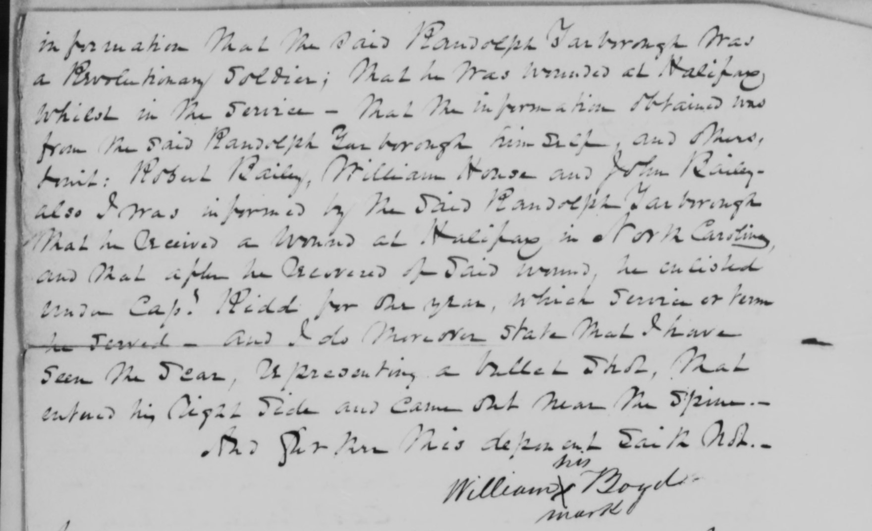 Affidavit of William Boyd in support of a Pension Claim for Mary Yarborough, 8 July 1839, page 2