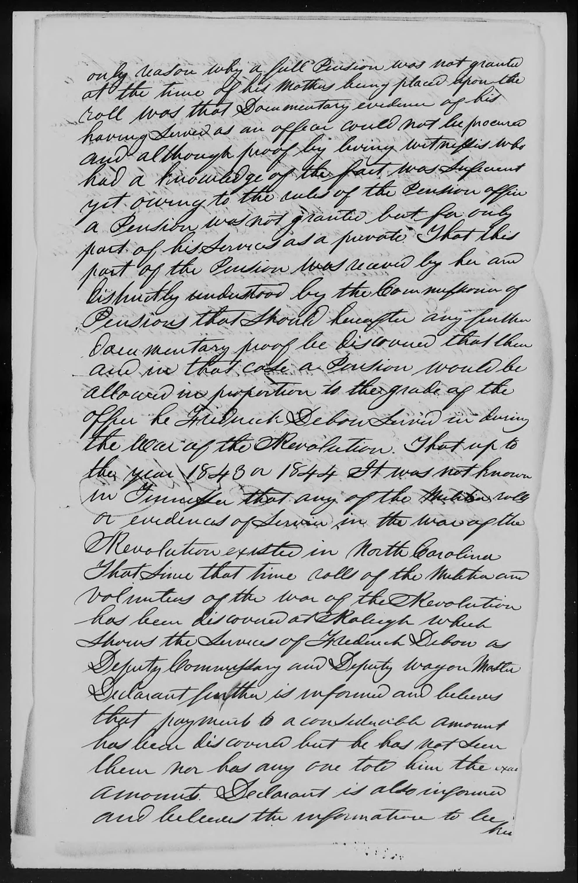 Declaration of John A. Debow to the U.S. Pension Office, 18 August 1851, page 2