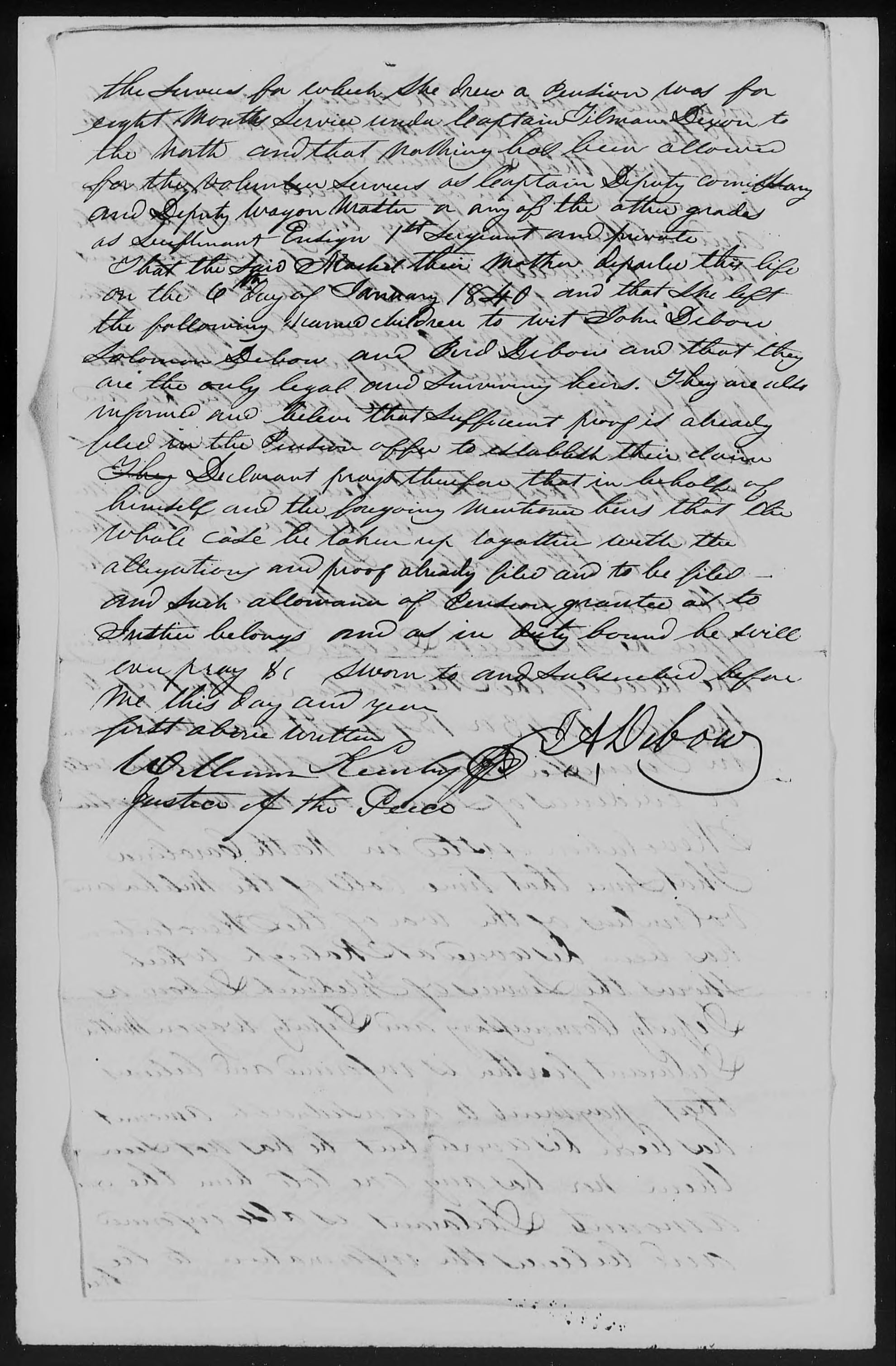 Declaration of John A. Debow to the U.S. Pension Office, 18 August 1851, page 3