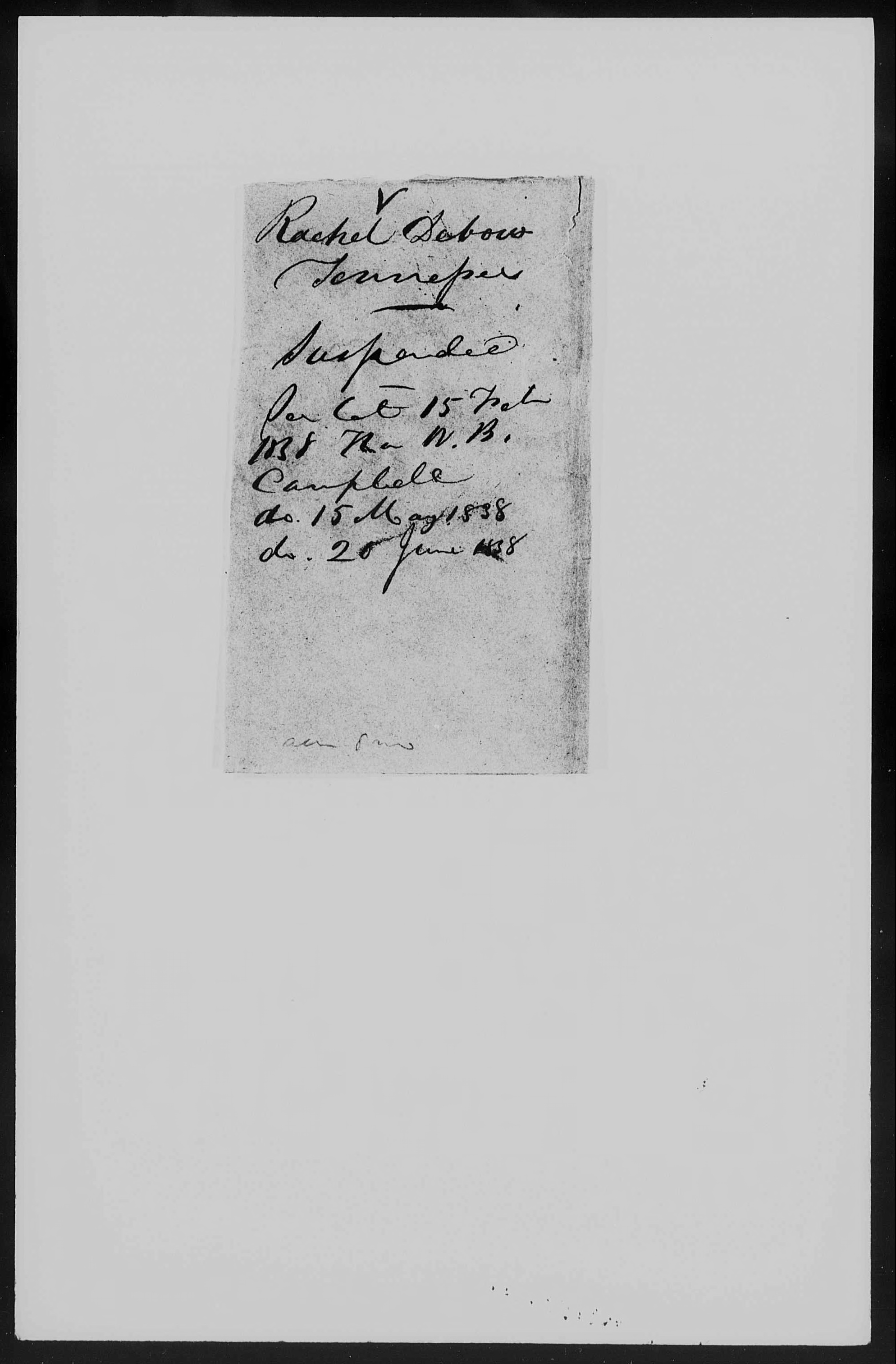 Order from William B. Campbell on the Pension Claim of Rachel Debow, 15 February 1838, page 3