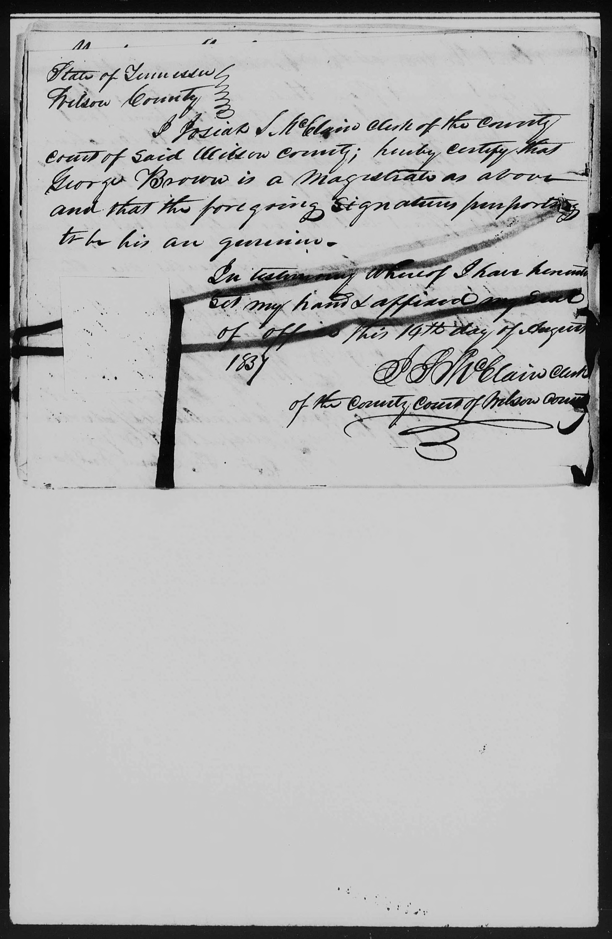 Affidavit of Alexander McMennamy in support of a Pension Claim for Rachel Debow, 14 August 1837, page 4