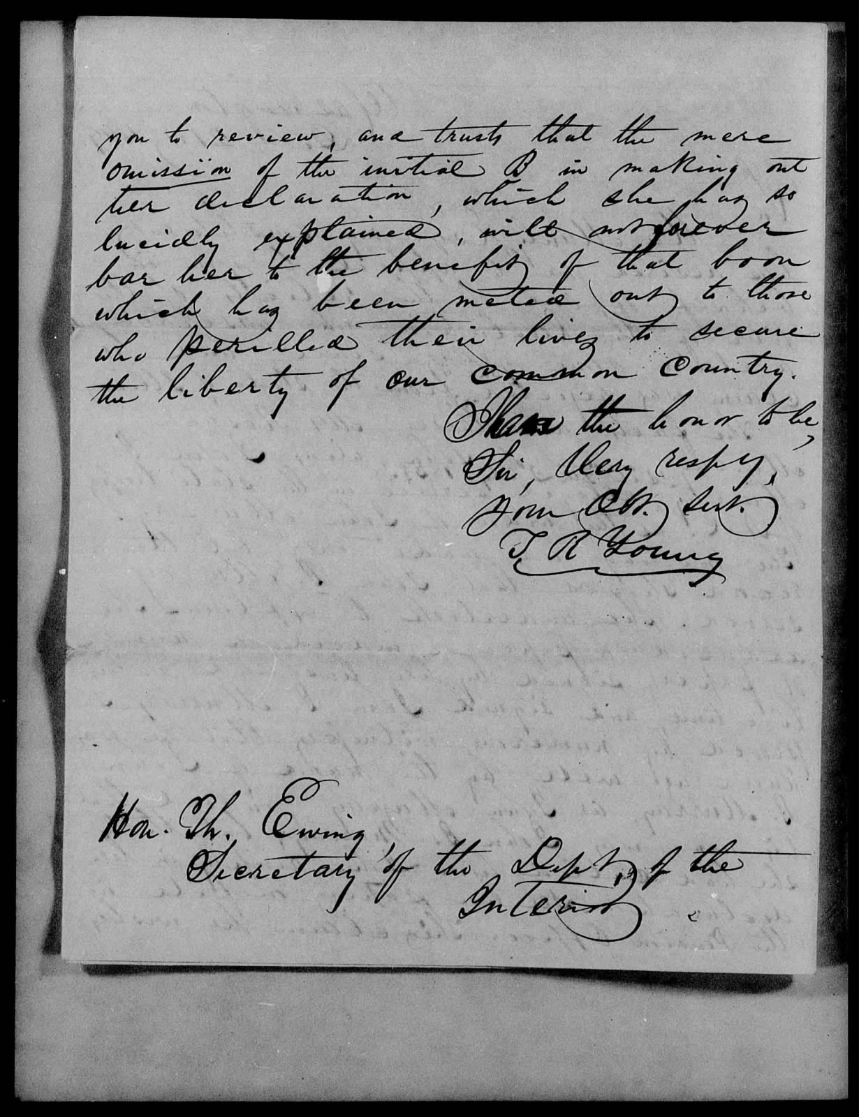Letter from T. R. Young to Thomas Ewing, 21 December 1849, page 2