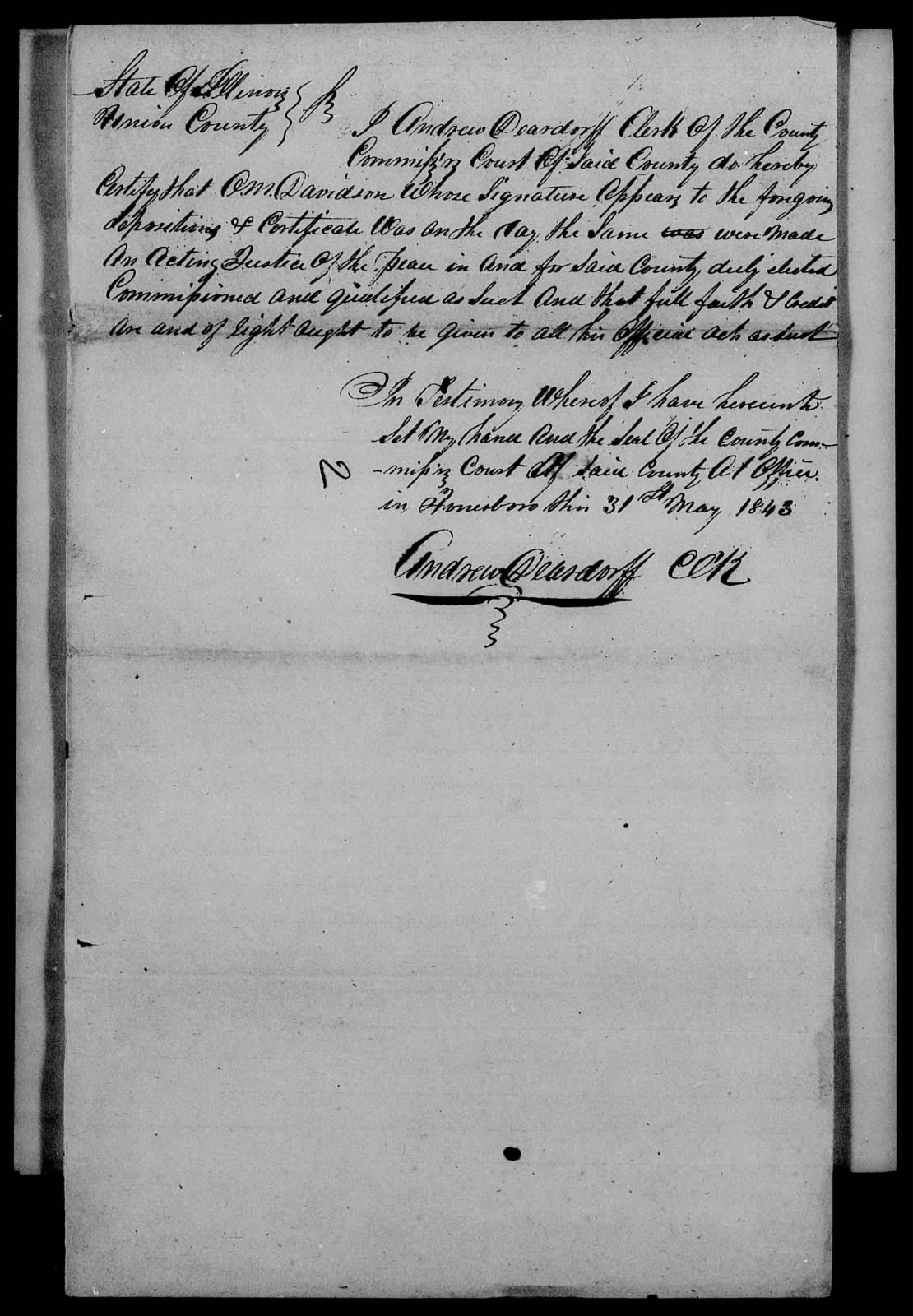 Affidavit of Rosana Murray in support of her Pension Claim, 29 May 1843, page 2