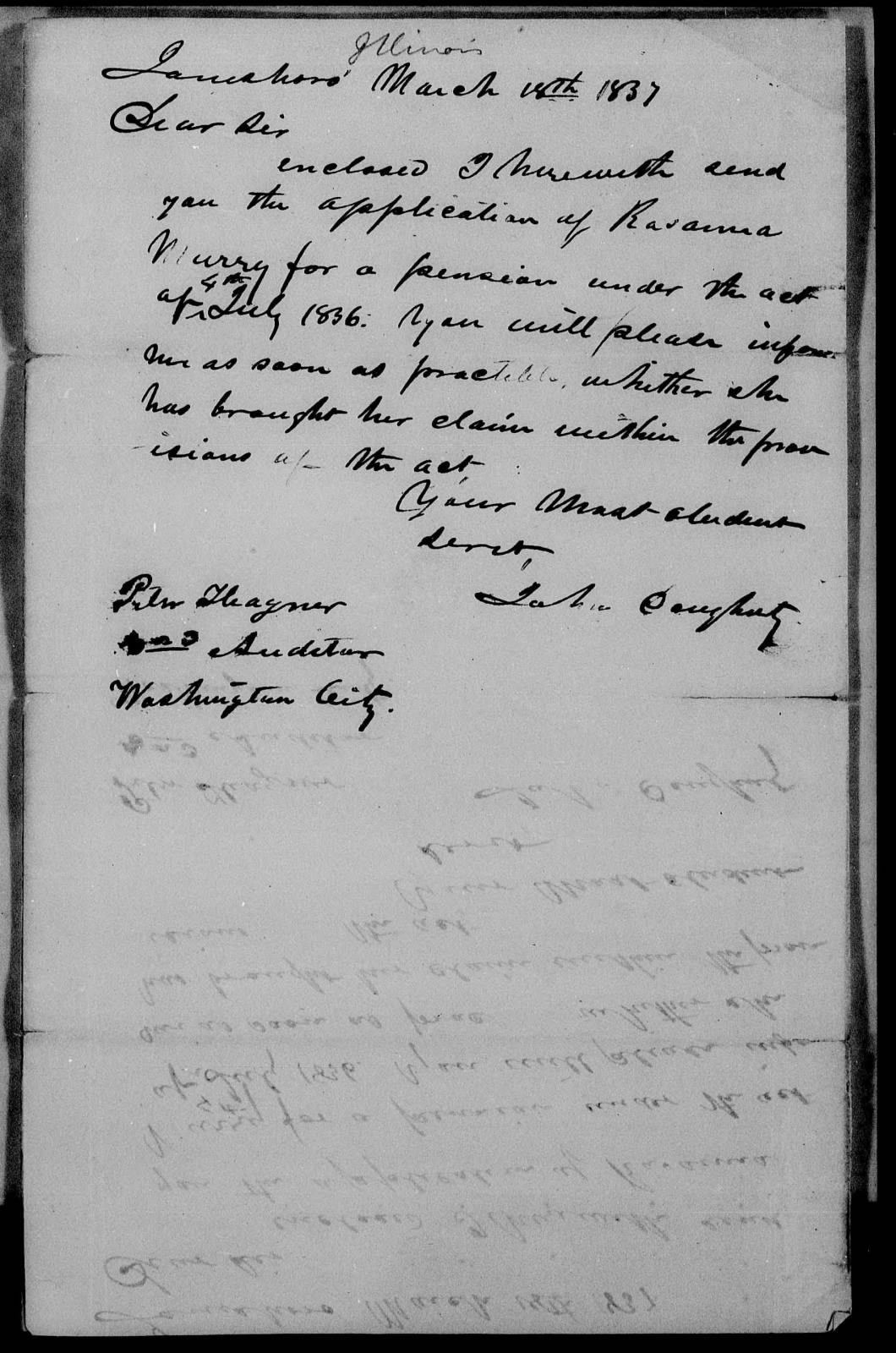 Letter from John Dougherty to Peter Heagner, 18 March 1837, page 1
