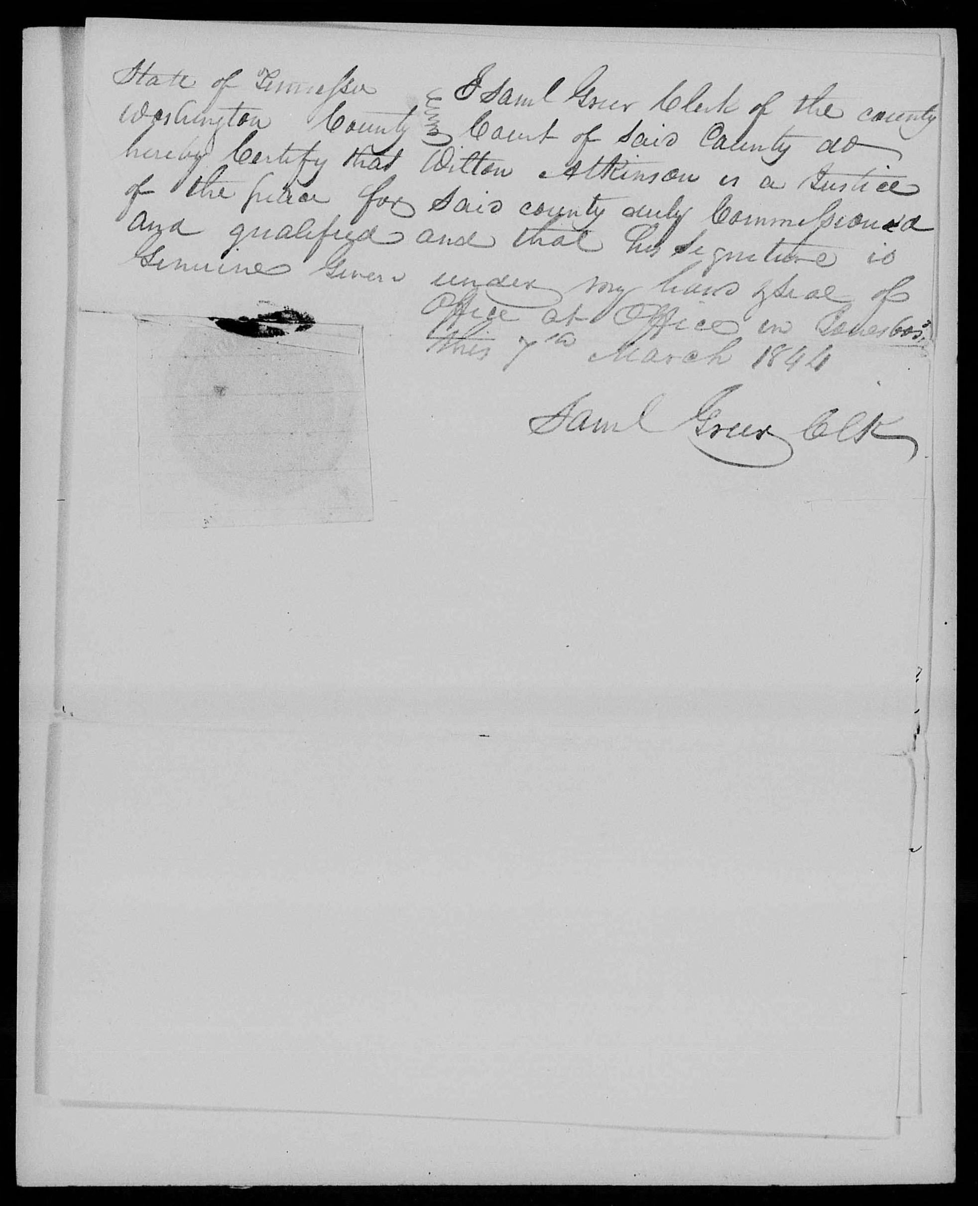 Affidavit of Henry Taylor in support of a Pension Claim for Ruth Edwards, 7 March 1844, page 3