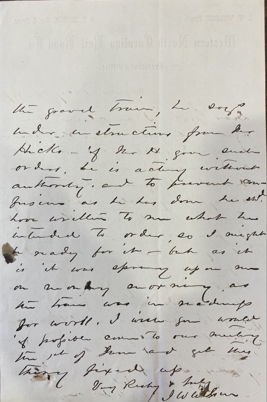 Page 2 of Letter from William J. Hicks to Zebulon B. Vance, May 14, 1877