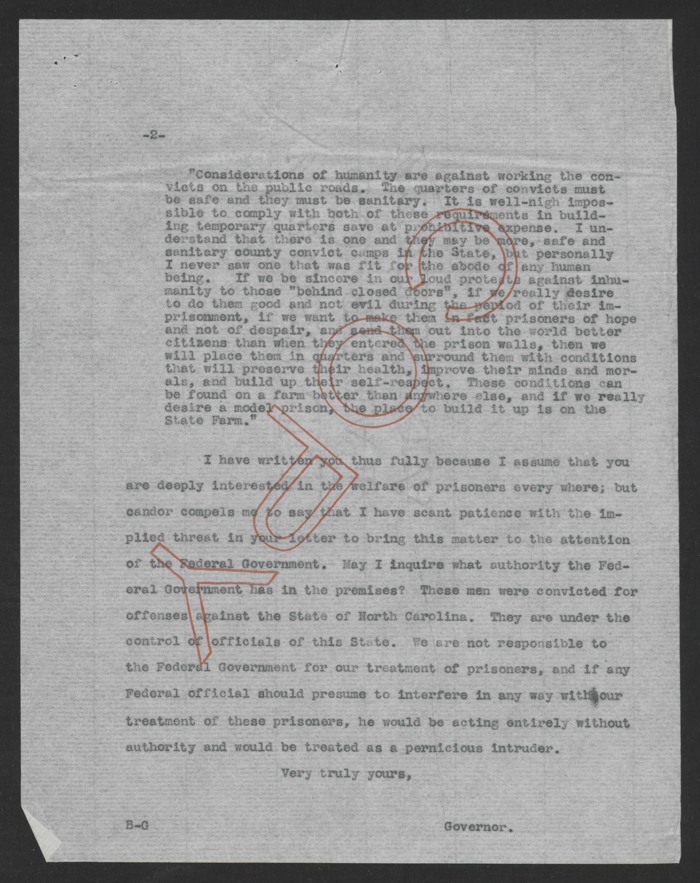 Letter from Bickett to Dudding, April 14, 1919, page 2