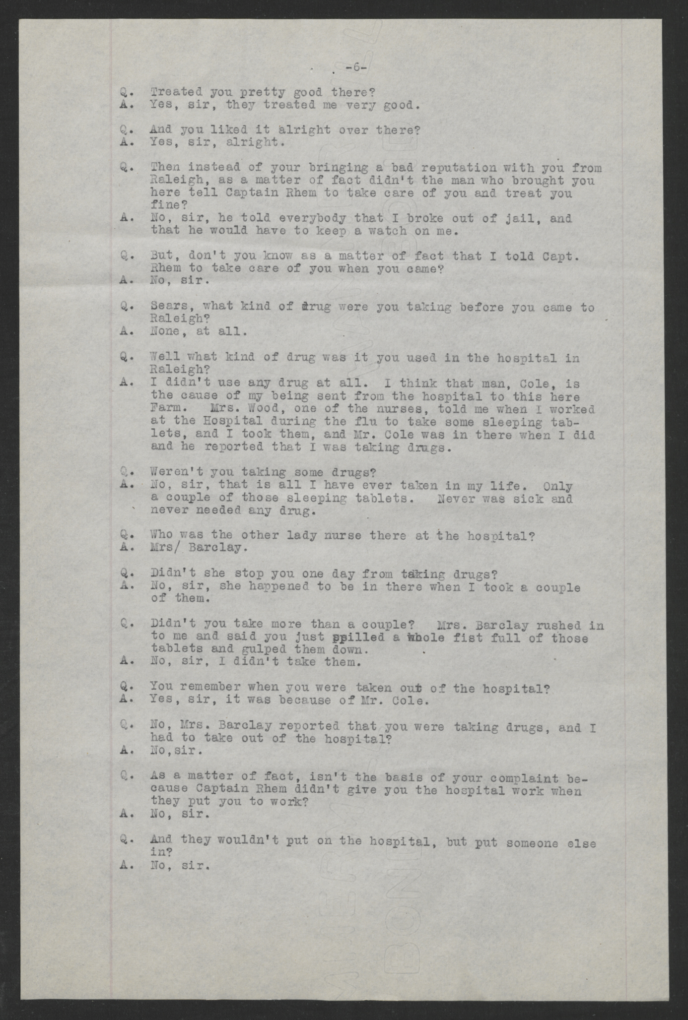 Investigation of the Charges Made by Inmates of the State Prison Farm to Earl E. Dudding, 12 May 1919, page 6