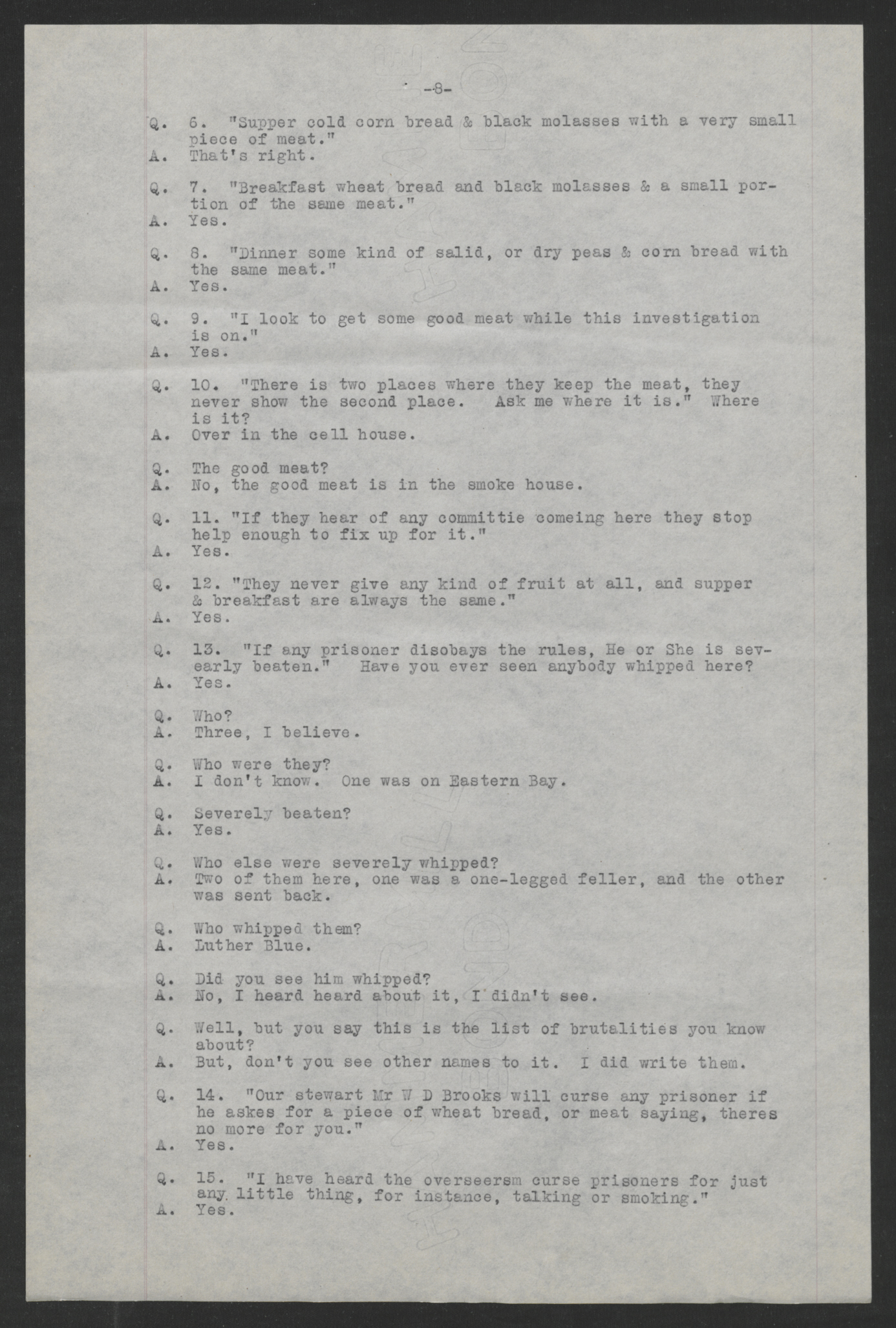 Investigation of the Charges Made by Inmates of the State Prison Farm to Earl E. Dudding, 12 May 1919, page 8