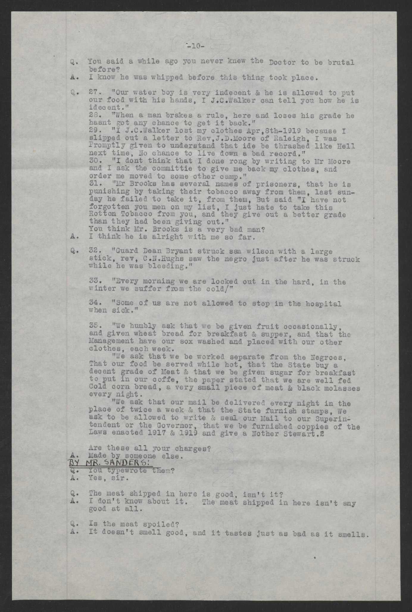 Investigation of the Charges Made by Inmates of the State Prison Farm to Earl E. Dudding, 12 May 1919, page 10