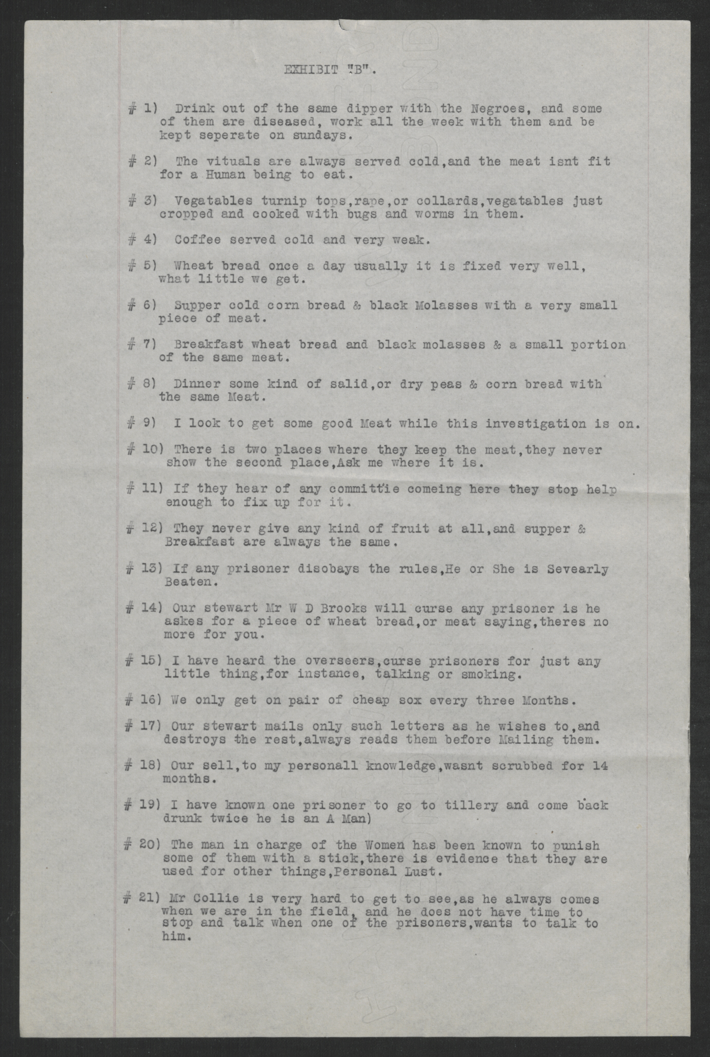 Exhibit B in the Investigation of the Charges Made by Inmates of the State Prison Farm to Earl E. Dudding, 12 May 1919, page 1