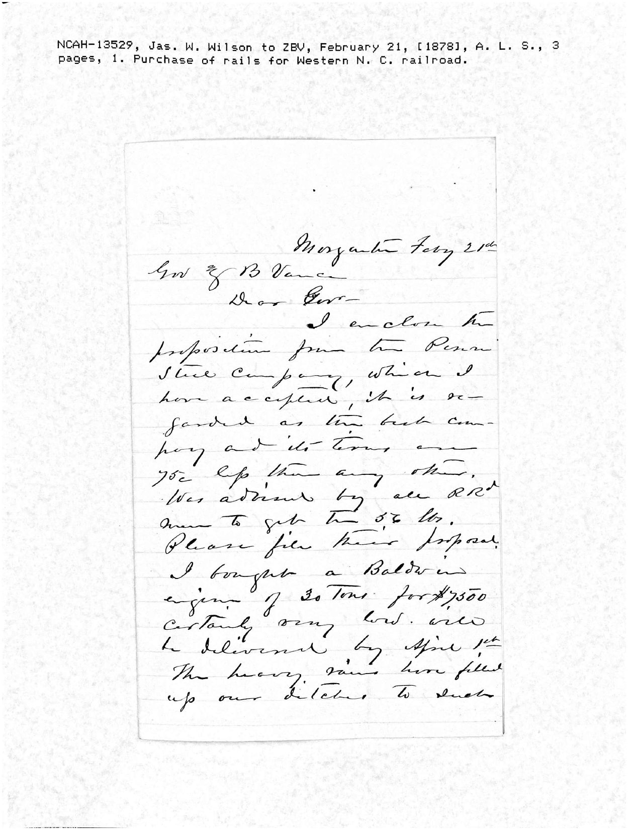 JWW to ZBV, 21 Feb 1878
