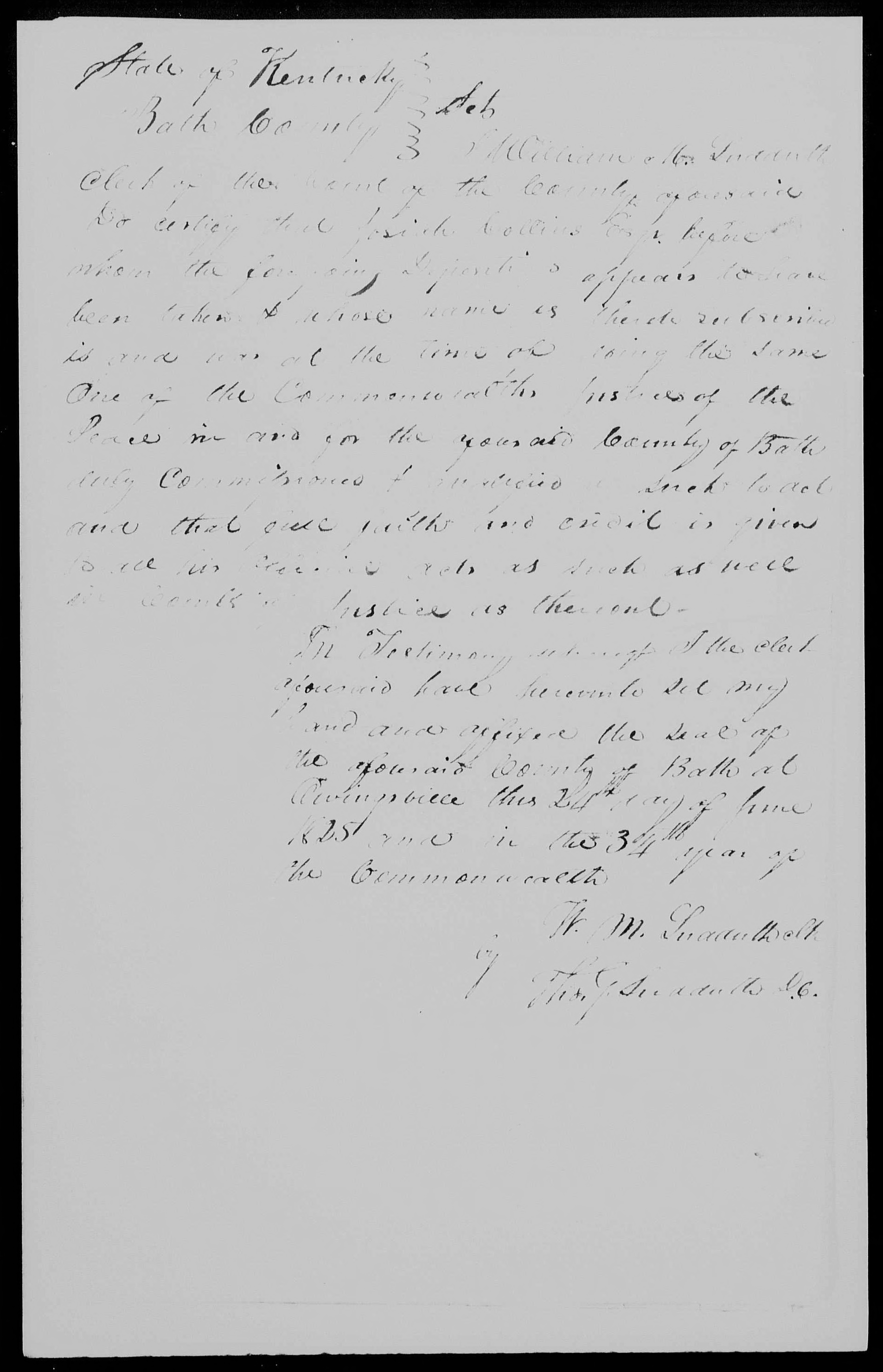 Affidavit of Mary Yarborough in support of a Pension Claim for John Bailey, 20 June 1825, page 3
