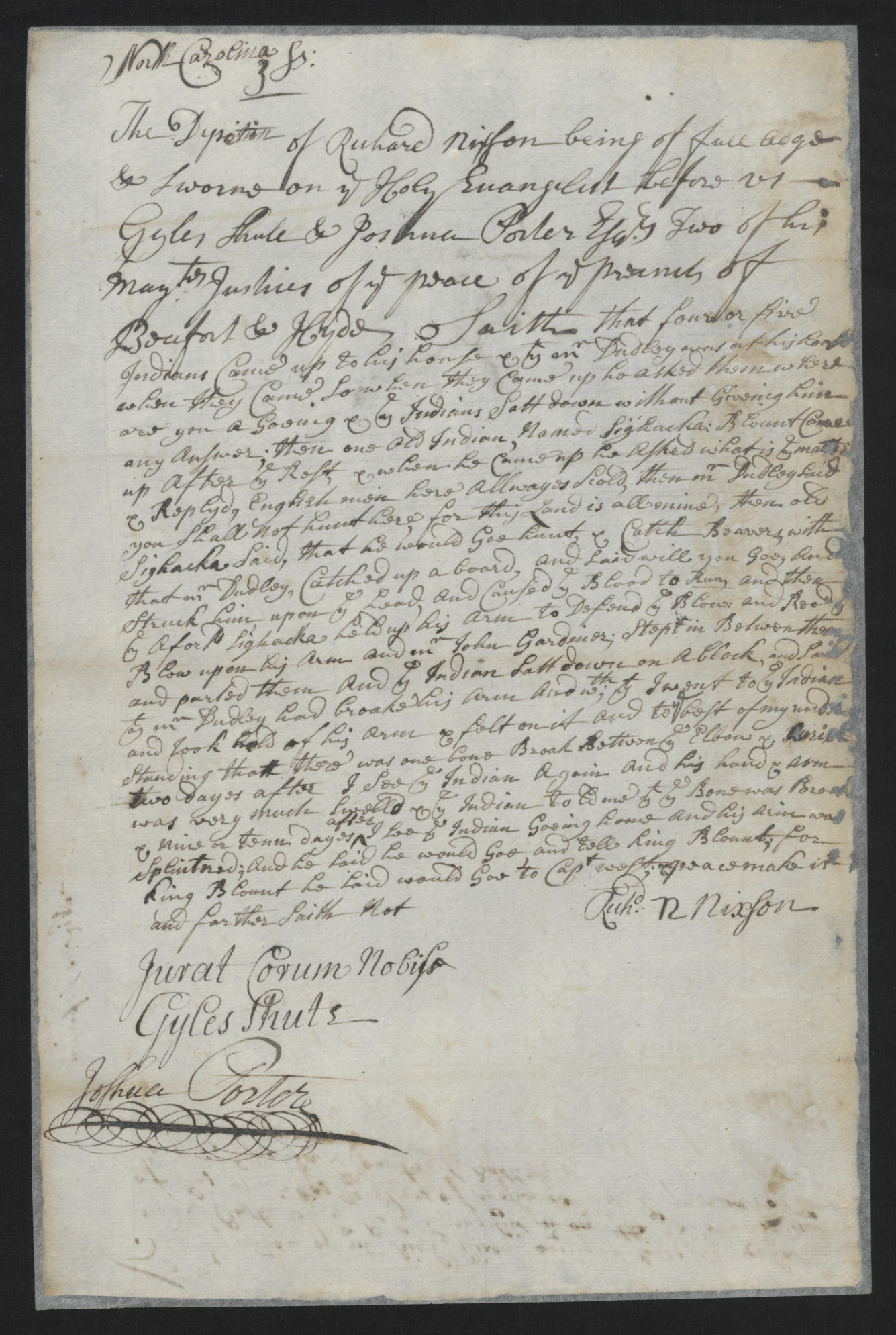 Deposition of Richard Nixon, March 1722, page 1