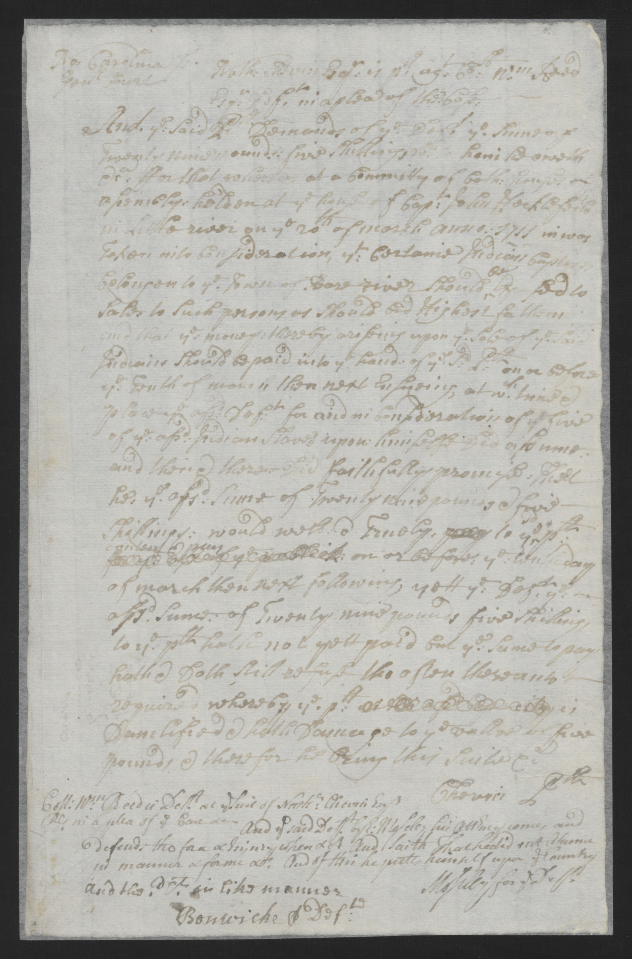 Lawsuit from Nathaniel Chevin Against William Reed, 20 March 1711, page 1