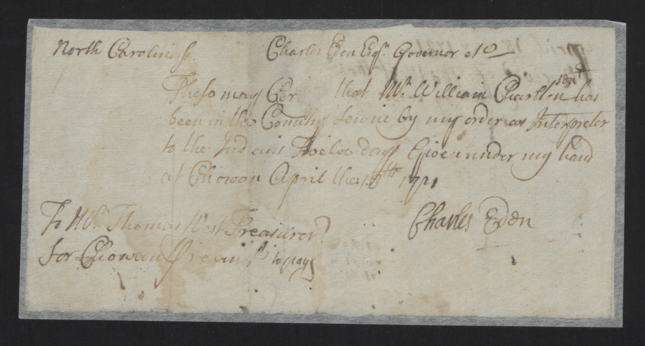 Invoice from William Carlton for Translation Services, 18 April 1721, page 1