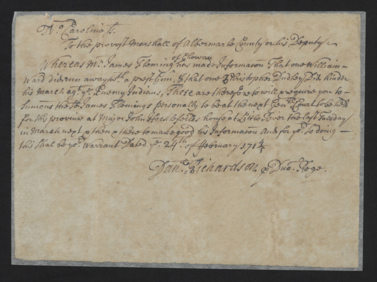 Court Summons for James Flemming, 24 February 1714, page 1