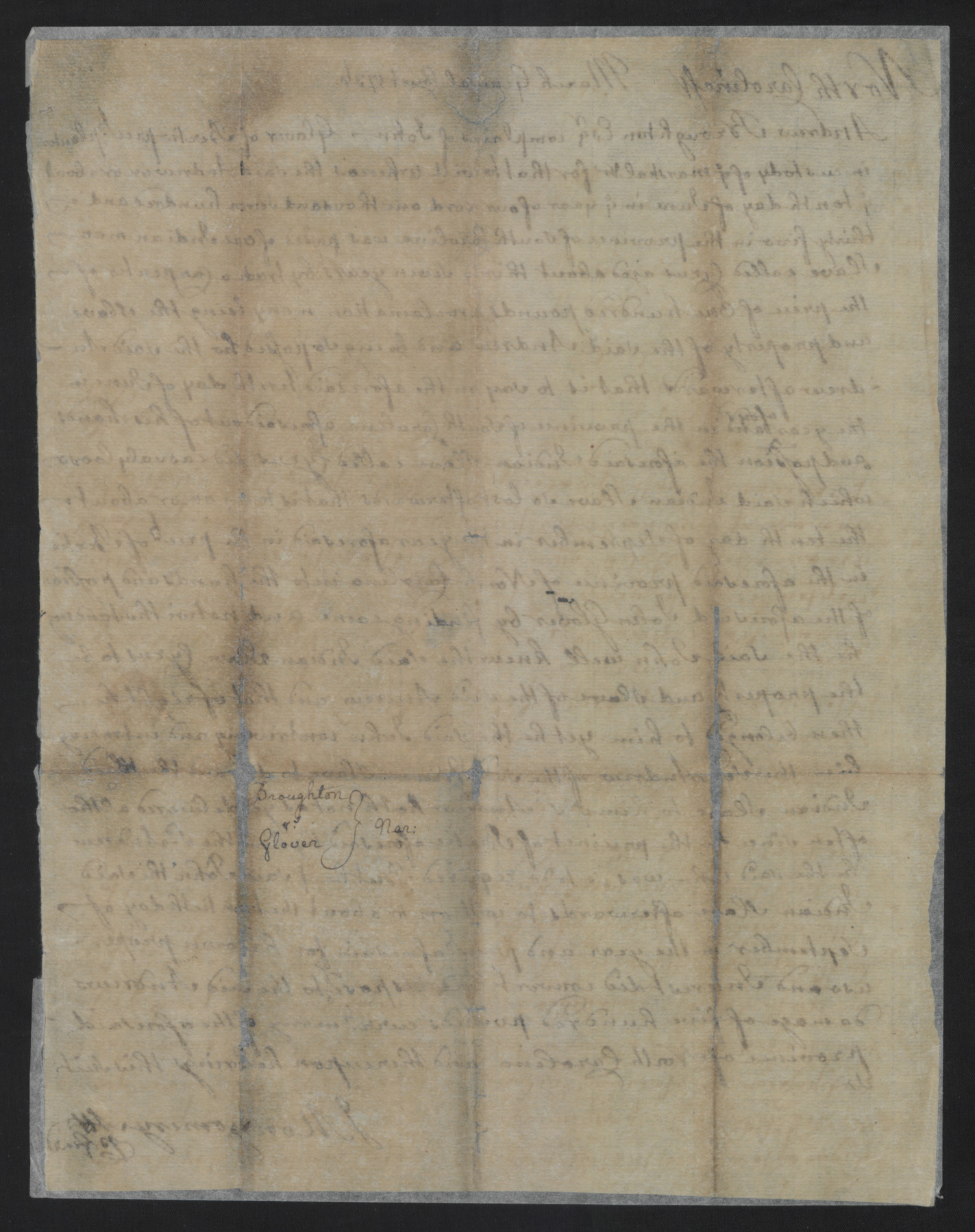 Complaint from Andrew Broughton against John Glover, March 1736, page 2