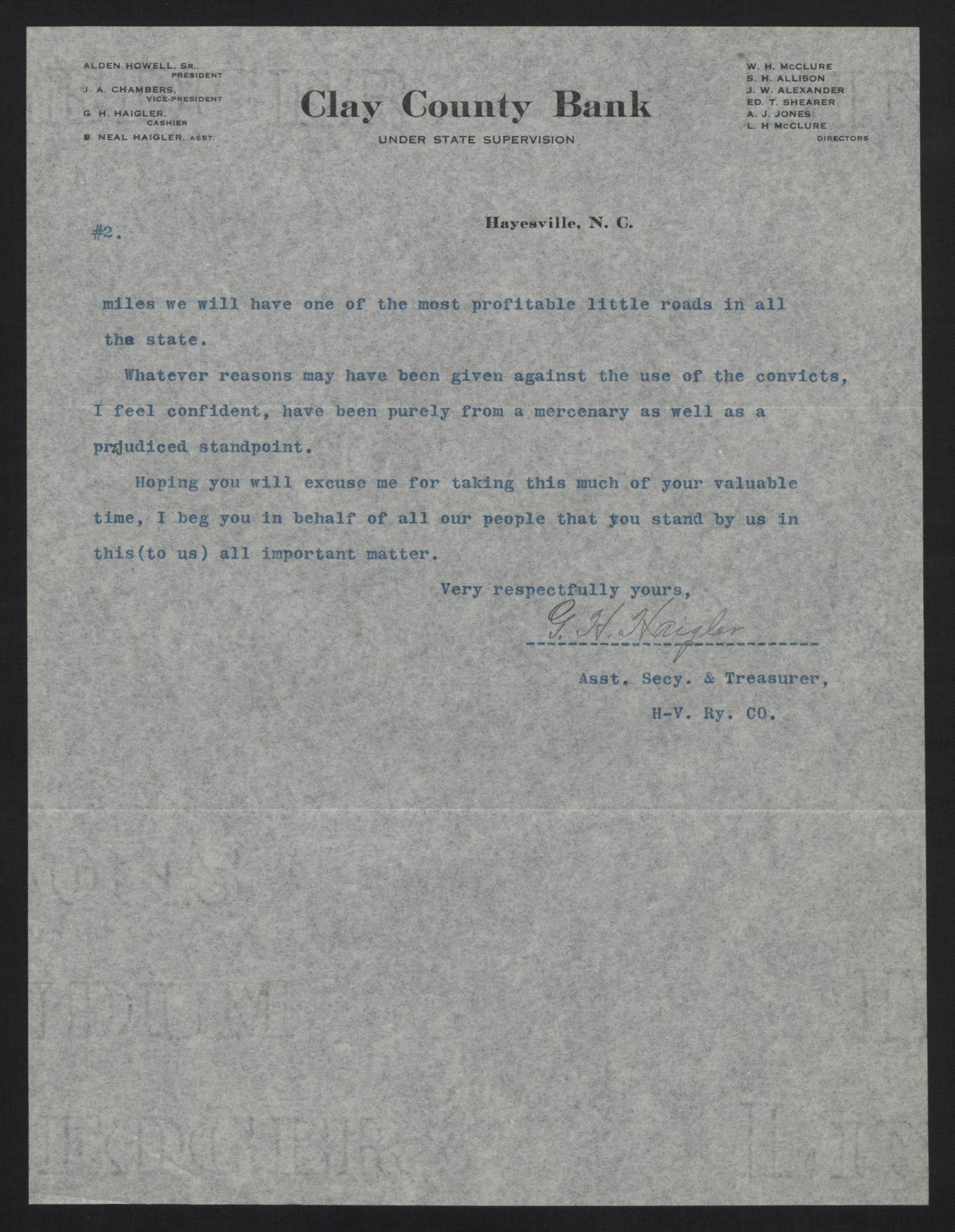 Letter from Haigler to Craig, June 23, 1915, page 2