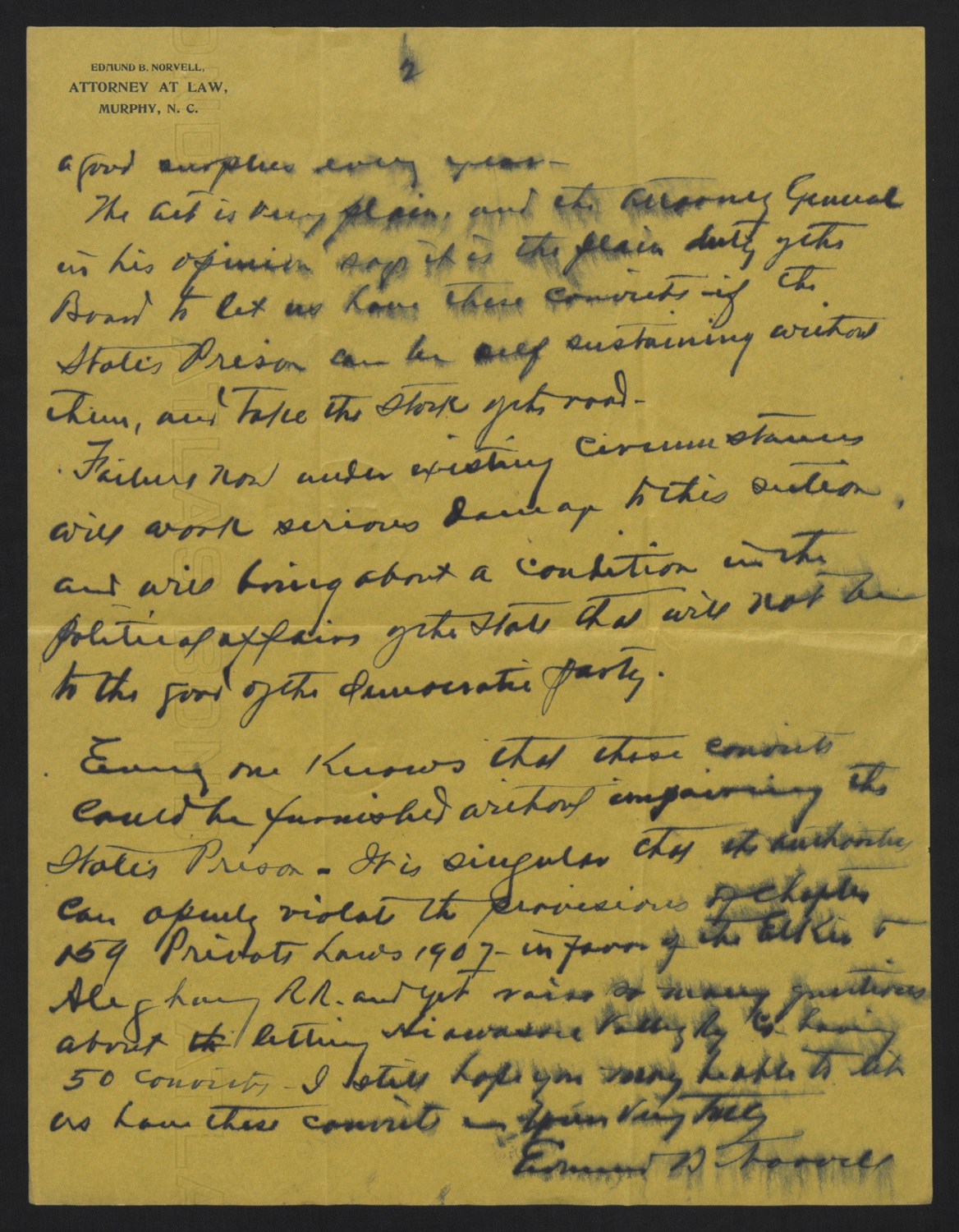 Letter from Norvell to Craig, July 9, 1915, page 2