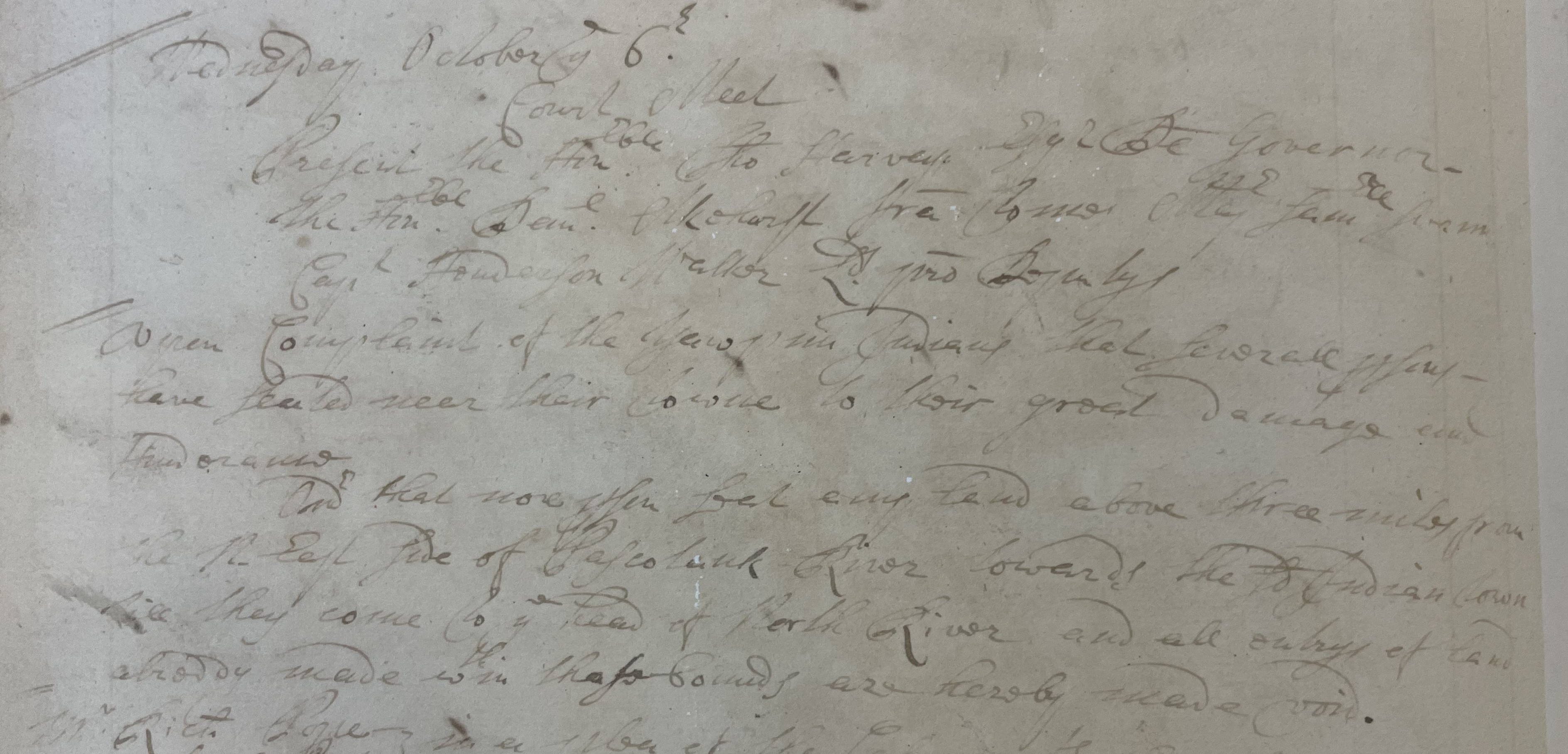 Extract of Minutes of the North Carolina General Court, 6 October 1697