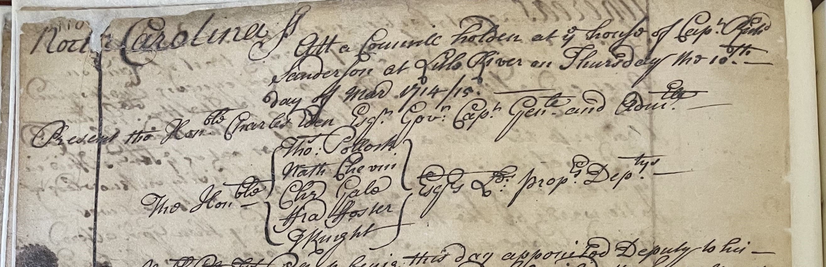 Extract of Minutes of the North Carolina Council, 10 March 1715, page 1