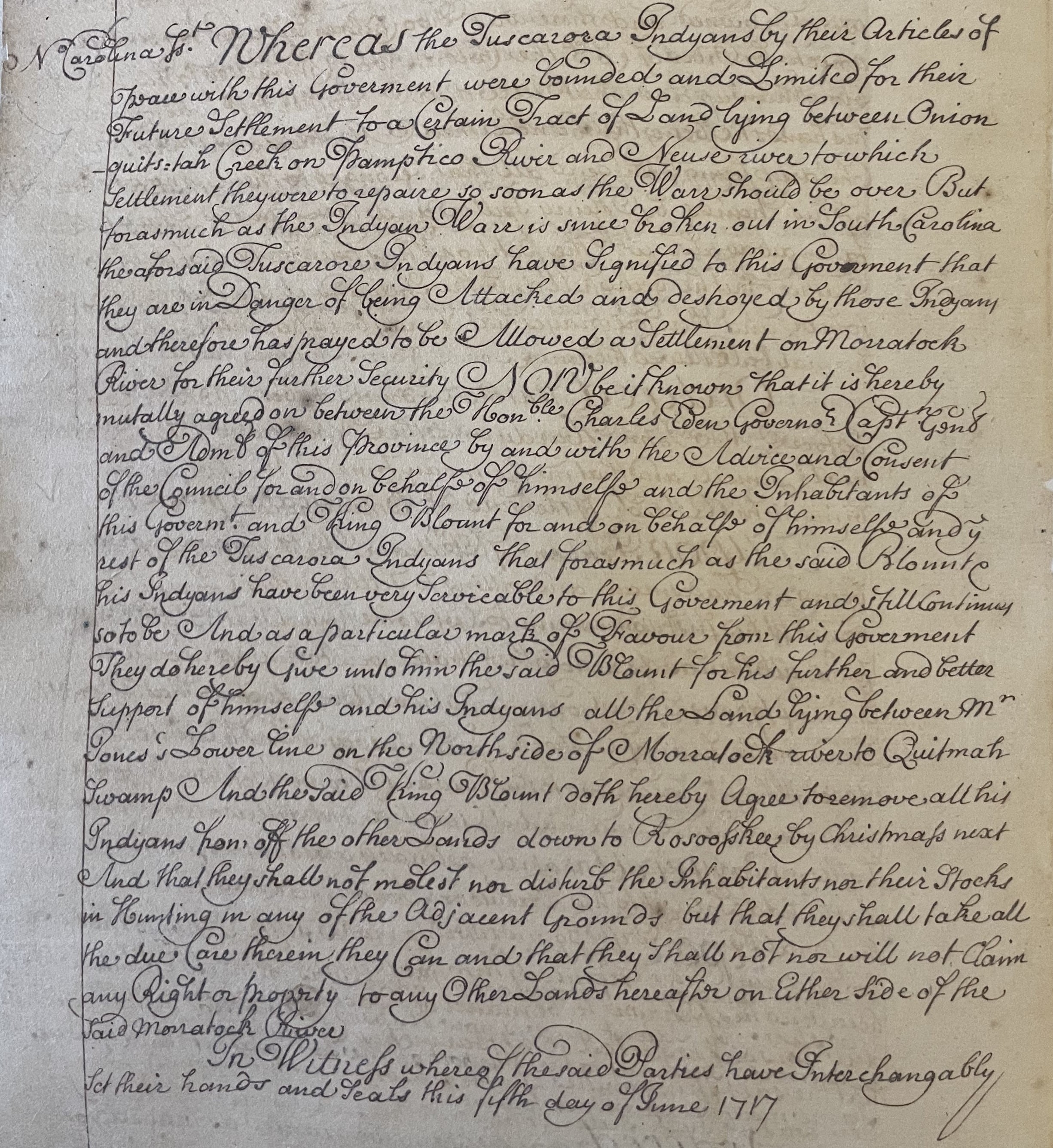 Extract of Minutes of the North Carolina Council, 4-5 June 1717, page 3