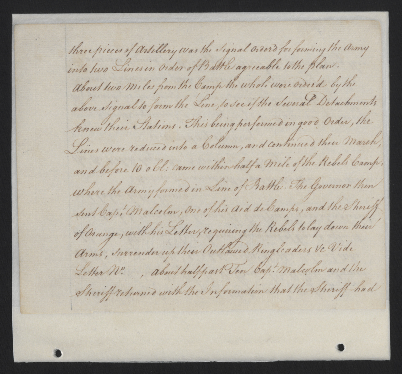 Journal Entry from William Tryon on the Expedition Against the Regulators, 16 May 1771, page 2.