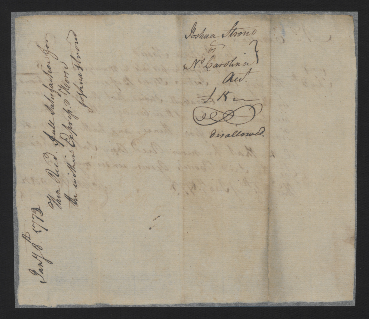 Claim from Joshua Stroud on Behalf of Elizabeth Stroud for the Impressment of a Horse, 4 January 1773, page 2.