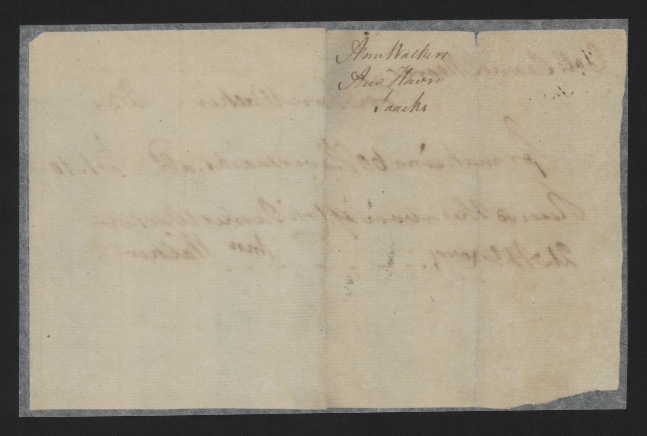 Receipt from Ann Walker to James Moore for Haversacks, 21 April 1771, page 2