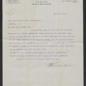 Letter from P. A. Richardson to Thomas W. Bickett, July 5, 1919