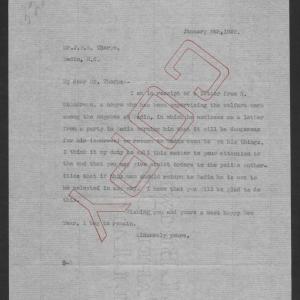 Letter from Gov. Thomas W. Bickett to J. E. S. Thorpe, January 6, 1920