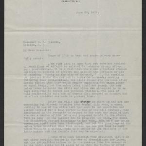 Letter from David Clark to Thomas W. Bickett, June 20, 1919, page 1