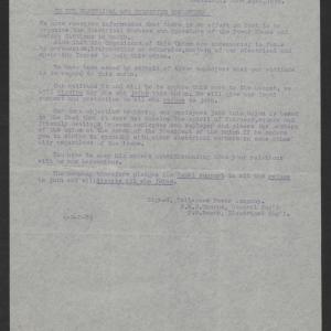 Letter from John E. S. Thorpe and Harold S. Beers to the Eletrical and Operating Employees of the Tallassee Power Company, June 22, 1919