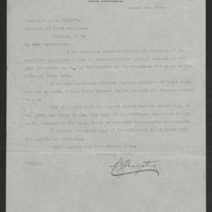 Letter from Beverly S. Royster to Thomas W. Bickett, August 19, 1920