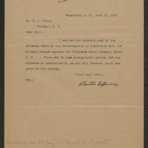 Letter from Walter E. Brock to David L. Goble, July 17, 1919