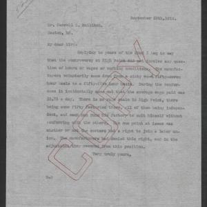 Letter from Thomas W. Bickett to Carroll L. Mulliken, September 25, 1919