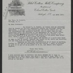 Letter from William H. Williamson to Thomas W. Bickett, October 29, 1919