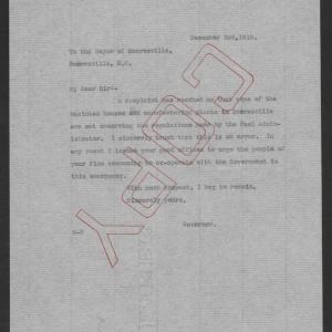 Letter from Thomas W. Bickett to Charles P. McNeely, December 3, 1919