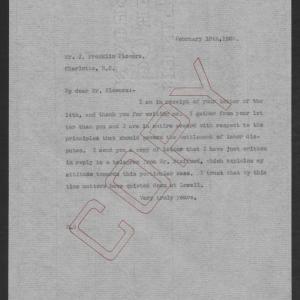 Letter from Thomas W. Bickett to John F. Flowers, February 18, 1920