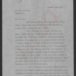 Letter from Thomas W. Bickett to M. E. Stafford, February 18, 1920, page 1