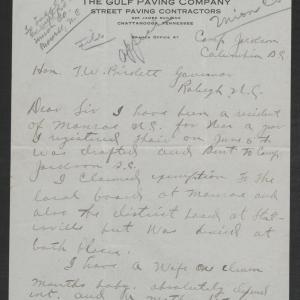 Letter from Winnin R. Dyson to Thomas W. Bickett, 1917, page 1