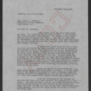 Letter from Thomas W. Bickett to David F. Houston, December 11, 1920, page 1