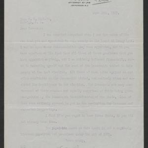 Letter from Thomas C. Bowie to Thomas W. Bickett, June 29, 1917